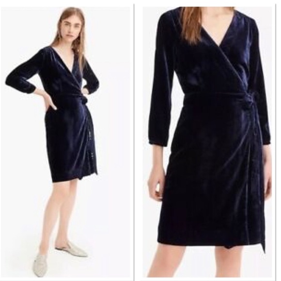 J. Crew Wrap Drapery Velvet Dress BLACK - Picture 3 of 5